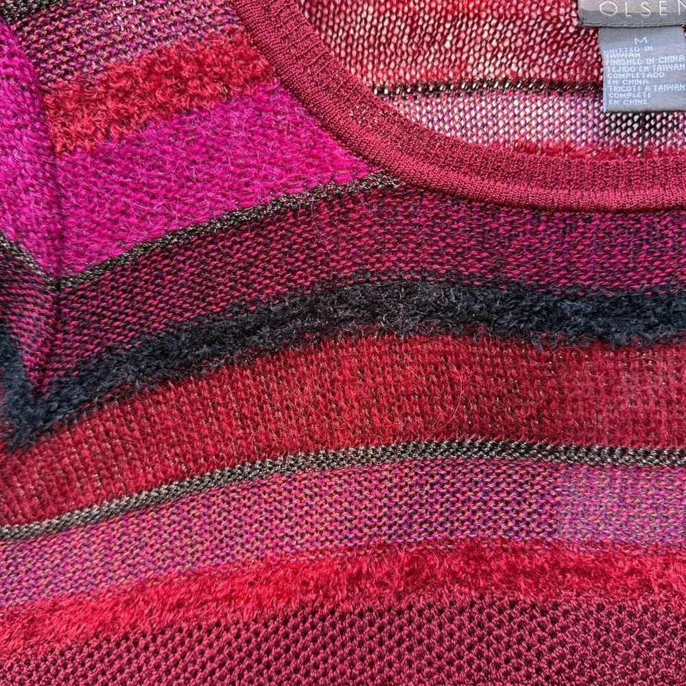 NWT Sigrid Olsen Women’s Autumn Striped Knit Red Sweater Pullover 3/4 Sleeve M - Picture 4 of 7